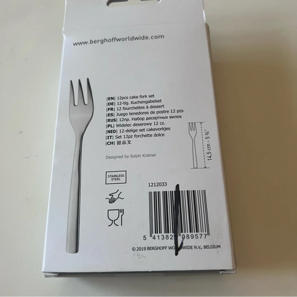 BERGHOFF SET OF 12 CAKE FORKS STAINLESS NWT
